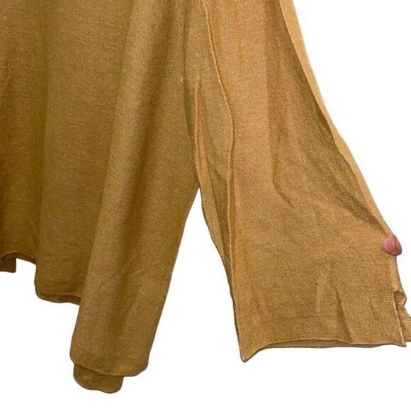 J. JILL Linen Blend Knit Round Neck 3/4 Sleeve Sweater Top Camel X-Large XL - Picture 4 of 8